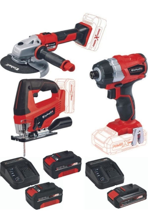 Axxio 18/150 Avuç Taşlama Te-Cı 18 Bl Vidalama Tc-Js 18 Dekupaj 2X4.0+2.5Ah Akülü Set