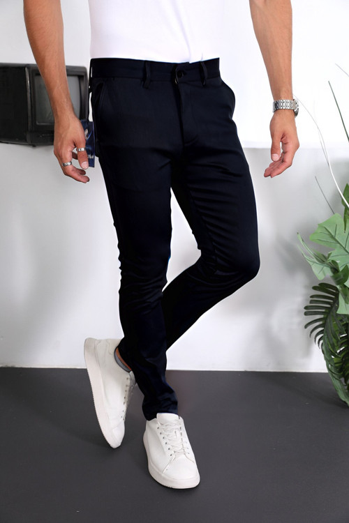 Erkek Dar Kesim Esnek Likralı Bilek Boy Slim Fit Kumaş Pantolon