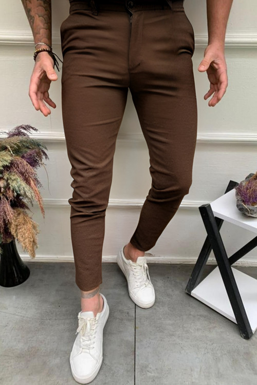 Erkek Yeni Sezon Kaliteli Esnek Likralı Bilek Boy Slim Fit Kumaş Pantolon