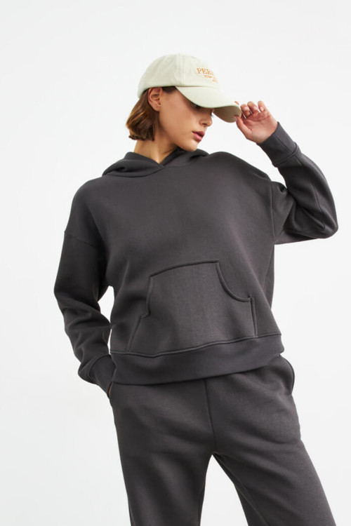 Kadın Kanguru Cepli Mevsimlik Oversize Sweatshirt