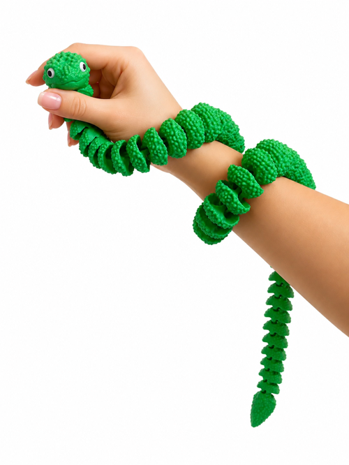 🐍✨ Esnek Hareketli Yılan Oyuncak Sert Plastik Duyusal Oyuncak Eğlenceli Masaüstü Figür Yeşil