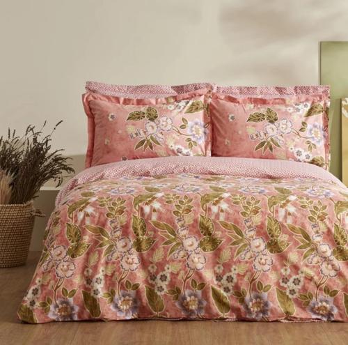 Pasares Pembe %100 Pamuk Çift Kişilik Nevresim Takımı