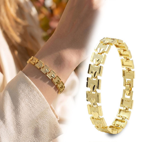 Premium Şık ve Parlak Regalia 24K Gold Kaplama 8 mm Kadın Bijuteri Bileklik 3183KBV5D12 (~18cm)
