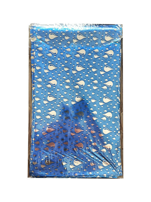 Mavi Su Damlası Desenli Metalize Hediye Paketi Torba Poşet - 20x35 Cm. - 100 Adetlik 1 Paket