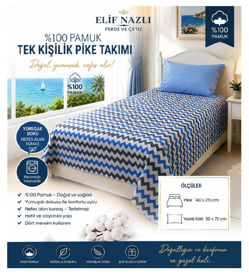 Çok Amaçlı Kapitone Pike Takımı-Tek Kişilik