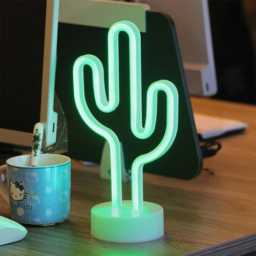 Kaktüs Tasarımlı Neon Led Işıklı Lamba 22,5 X 13,5cm