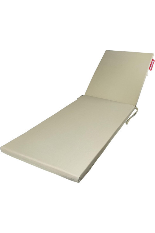 Şezlonğ Minderi 180*55*5 Cm -Krem Kumaş Fermuarlı Yıkanır Silinir Arkası Kuşaklı