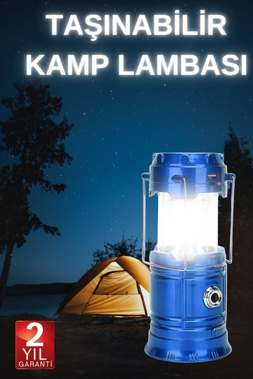 Büyük Boy Güneş Enerjili Kamp Feneri Işıldak Lamba USB Şarjlı - MZUIRG9464-6701