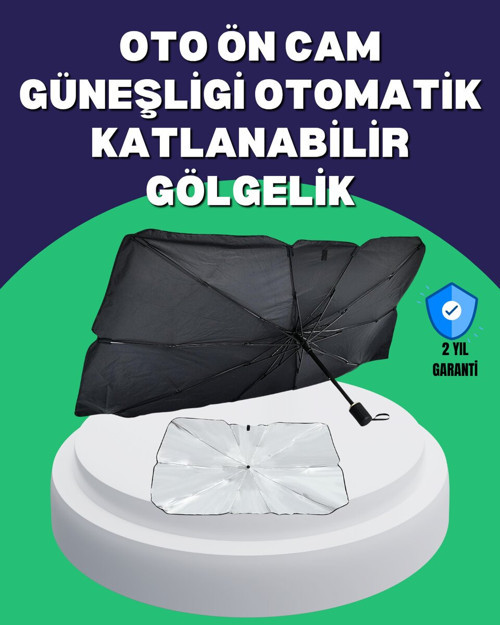 Şemsiye Tasarımlı Katlanabilir Araç Güneşliği – Geniş Uyumlu UV Koruma - MZUIRG8967-7468