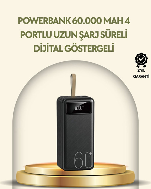 Tüm Cihazlarla Uyumlu LED Fenerli 4 Çıkışlı Powerbank - MZUIRG2199-9554