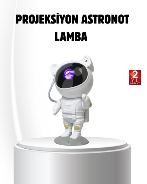 Bluetooth Müzikli Astronot Projeksiyon Lambası Yıldız ve Ay Efektli - MZUIRG9588-7797