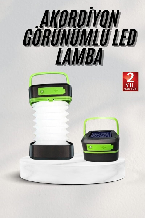 Katlanabilir Kamp Lambası Akordiyon Lamba Şarjlı 3 Kademeli Solar - MZUIRG9398-9418