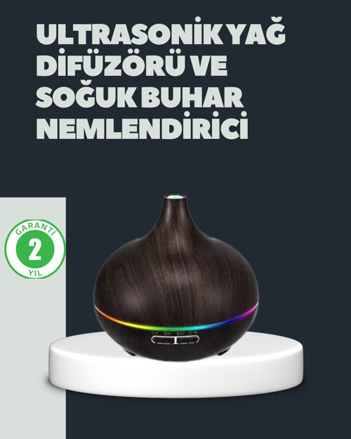 550ML Ultrasonik Hava Nemlendirici ve Aromaterapi Difüzörü - MZUIRG6272-3236