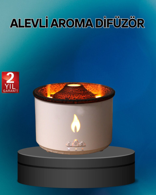 Alev Efektli Buhar Makinesi – Aromaterapi Nemlendirme ve Işık Modlu Tasarım - MZUIRG6231-8940