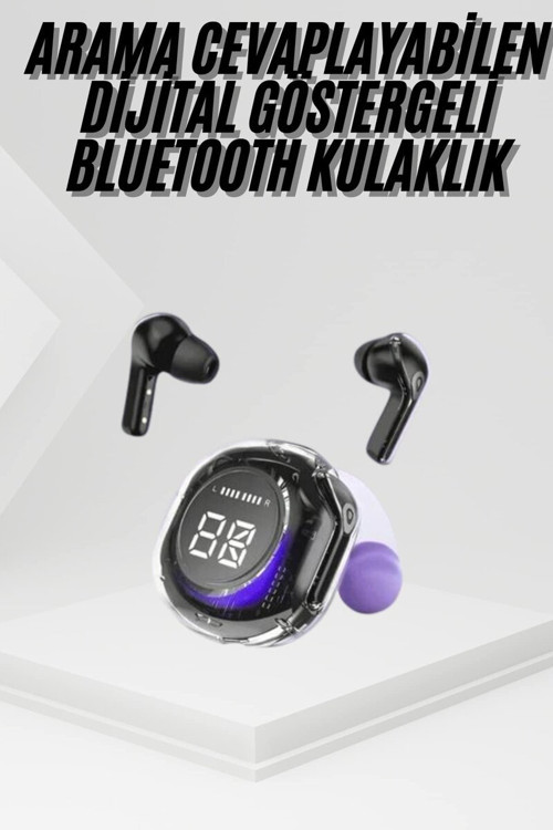 Kablosuz Dijital Göstergeli Powerbanklı IOS ve Android Uyumlu Kulaklık - MZUIRG7451-7858