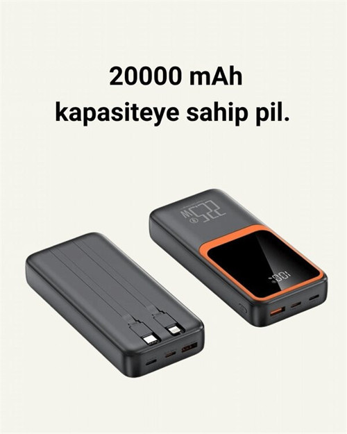 20.000 mAh Powerbank – 22.5W Hızlı Şarj Çok Kablolu Dijital Göstergeli - MZUIRG4260-3875