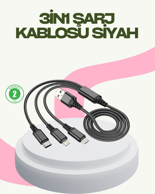 Hızlı Şarj Destekli Çoklu Şarj Kablosu – Seyahat ve Günlük Kullanım - MZUIRG4460-6934