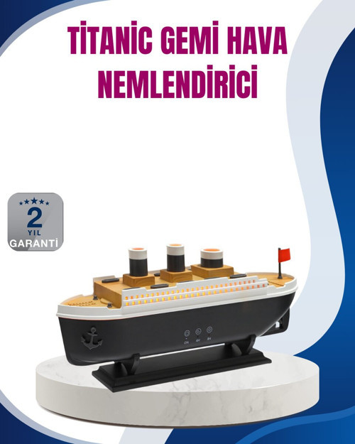 Dekoratif Gemi Modeli 7 Renk Işıklı Hava Nemlendirici ve Oda Kokusu Difüzörü - MZUIRG6349-702