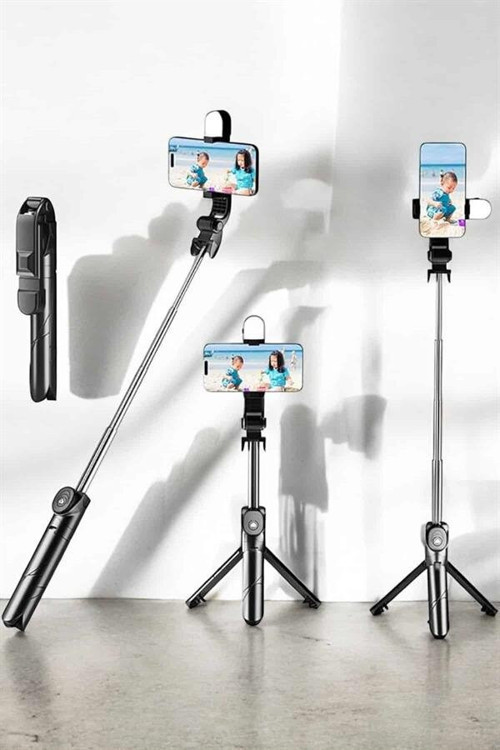 Tripod Kablosuz Bluetooth Bağlantılı Selfie Çubuğu 360 Derece Dönebilen - MZUIRG4833-7146