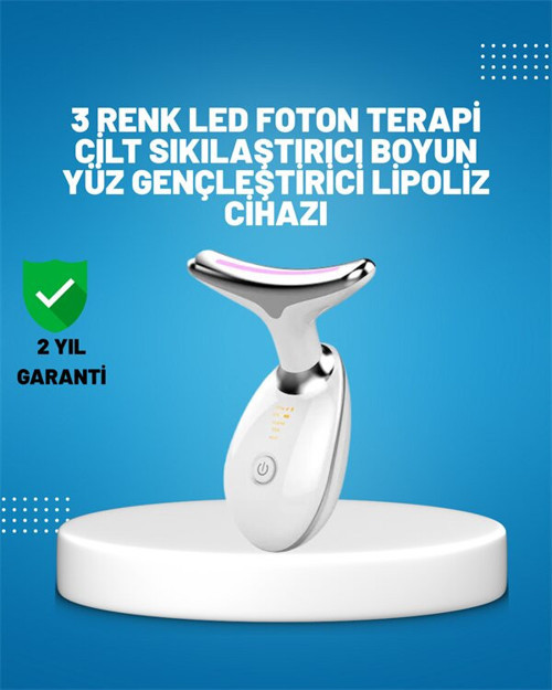 3 Modlu Boyun ve Yüz Bakım Cihazı – EMS Temizleme Sıcak Masaj ve Renkli Işık - MZUIRG2906-9