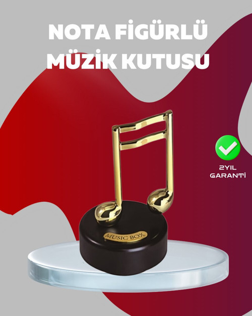 Altın Nota Figürlü Dönen Müzik Kutusu Dekoratif Music Box - MZUIRG3317-9978