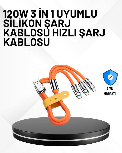 3’ü 1 Arada Kablo – 120W Hızlı Şarj ve Veri Aktarımı Özellikli - MZUIRG6559-3778