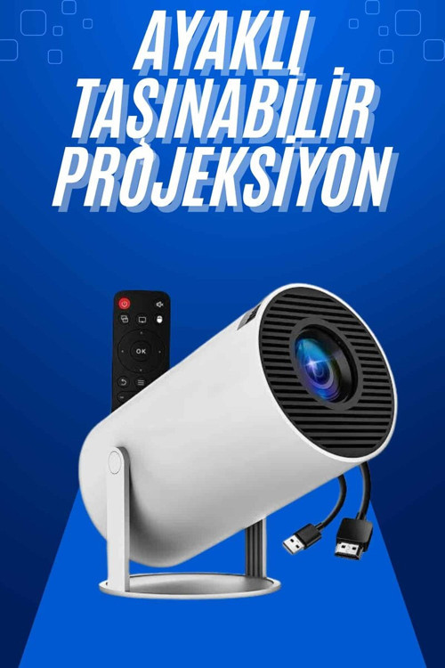 Taşınabilir Projeksiyon Ayaklı Projektör Android Uyumlu HDMI Girişli - MZUIRG2577-3727
