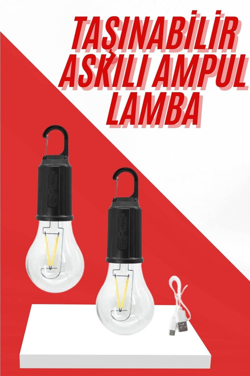 Şarjlı Aydınlatma Ampul Tasarımlı Ambians Işık Askılı Kamp Lambası - MZUIRG6588-3143