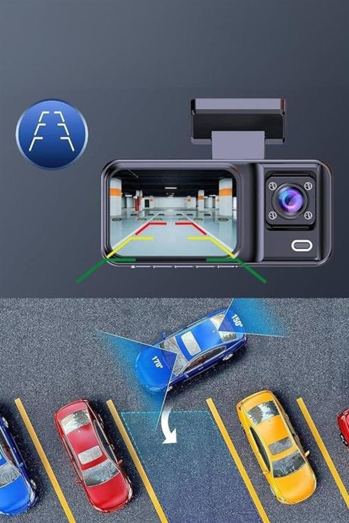 Ön ve Arka Kameralı 2 İnç 1080P Full HD DVR Araç İçi Ekran - MZUIRG5522-9824