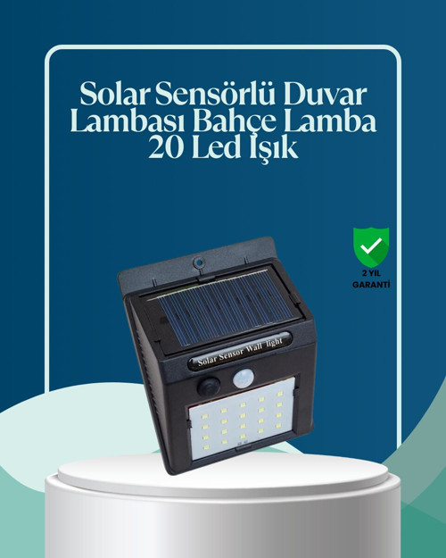 Sensörlü 20 LED Solar Duvar Lambası 3 Metre Algılama Mesafesi - MZUIRG7421-5156