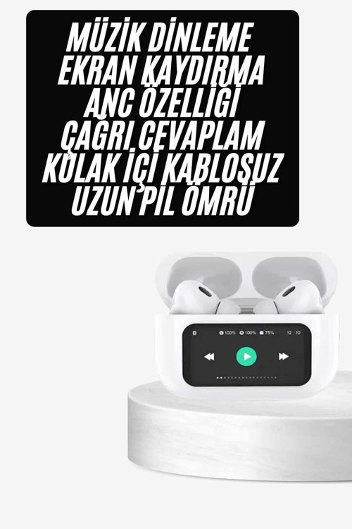 Dokunmatik Ekranlı ANC/ENC Yeni Nesil Pro Bluetooth Kulaklık Dokunmatik Ekran - MZUIRG3063-5287