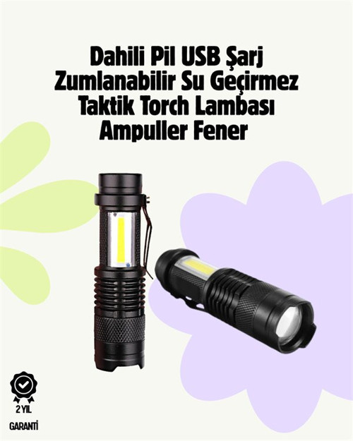 2000 Lümen LED El Feneri - Suya Dayanıklı Odaklı Klipsli - MZUIRG2239-5282