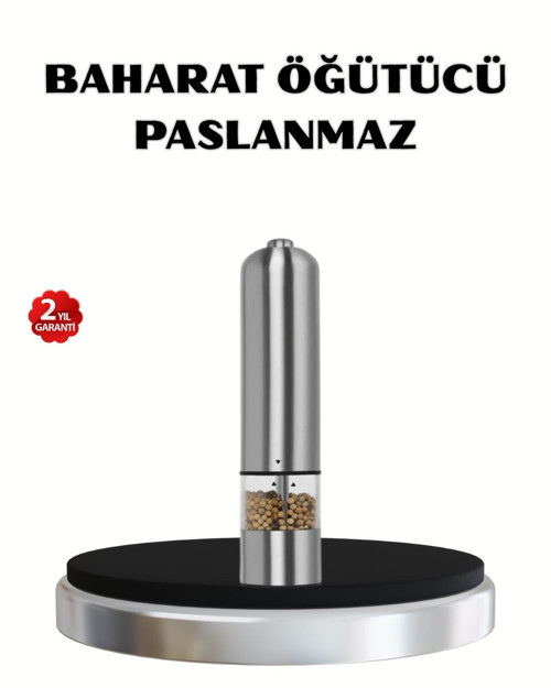 Modern Otomatik Baharat Öğütücü Seti – Pilli Paslanmaz Çelik LED Aydınlatma - MZUIRG5149-4