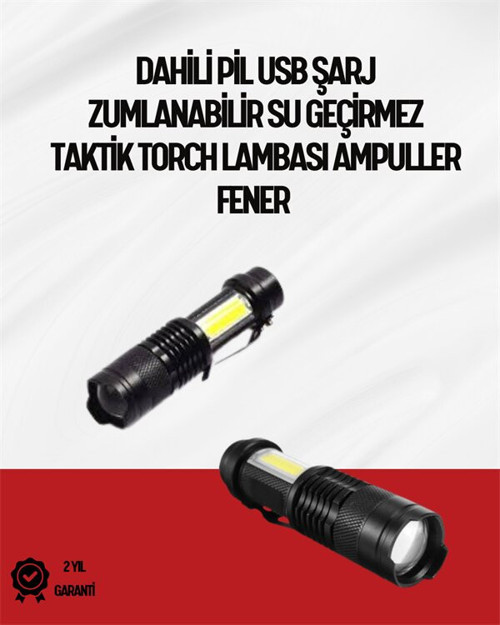 Mini Boy LED El Feneri - 2000 Lümen Su Geçirmez Tasarım - MZUIRG3866-5905