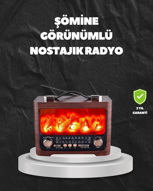Solar Şarjlı Şömine Işıklı Bluetooth Hoparlör – Radyo USB TF Kart Destekli - MZUIRG1283-7