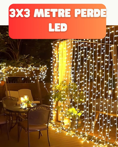 3x3 Metre Şelale LED Perde Işık İç Dış Mekân Dekorasyonu - MZUIRG7012-9661