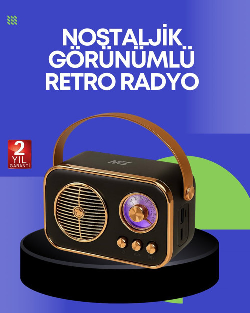 Klasik Retro Radyo – Bluetooth Destekli FM Özellikli Şarjlı Hoparlör - MZUIRG2826-7431