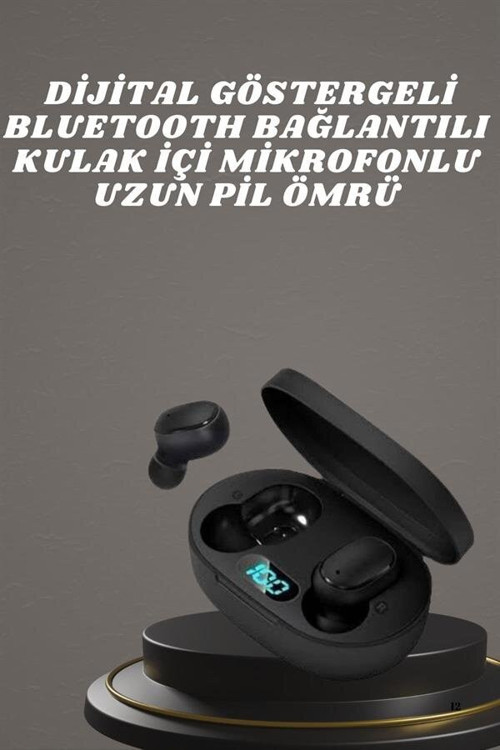 Kulaklık Dijital Göstergeli Bluetooth Bağlantılı Kablosuz Kulak İçi Mikrofonl - MZUIRG9497-4