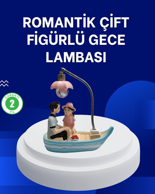 Romantik Sandal Üzerinde Çift Figürü LED Gece Lambası Masa Dekoru - MZUIRG2352-9221