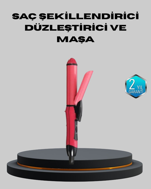 5 Kademeli Seramik Saç Düzleştirici – Düz ve Kıvırcık Mod 26 mm Plaka Profe - MZUIRG3996-6
