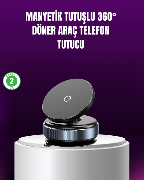 Araç İçi Manyetik Telefon Tutucu 360° Döner Vakumlu Stand - MZUIRG5876-6931