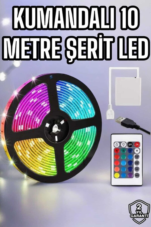Smart Şerit Led TV Arkası Renkli Kumandalı 10 Metre - MZUIRG9741-1036