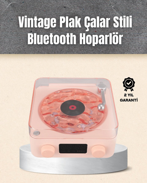 Retro Bluetooth Hoparlör – Yumuşak Gece Lambası ve Saat Göstergeli - MZUIRG6378-3159