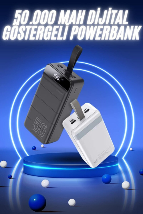 50.000 Mah Powerbank Turbo Hızlı Led Göstergeli Android İOS Uyumlu Taşınabilir - MZUIRG3461-4