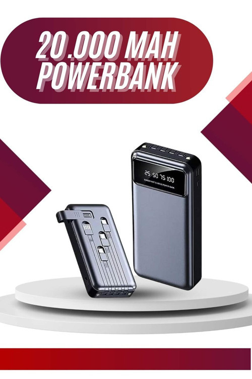 4 Çıkışlı 20.000 Mah Powerbank Uzun Pil Ömürlü Taşınabilir - MZUIRG6024-9786