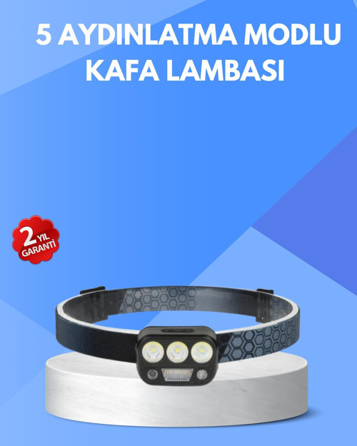 300 Lümen Sensörlü LED Kafa Lambası USB Şarjlı SOS Modlu - MZUIRG9250-4911