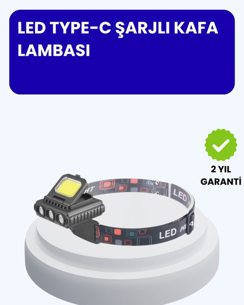 800 Lumen LED Kafa Lambası COB ve XPE Led Type C Şarjlı Ayarlanabilir - MZUIRG7911-4301