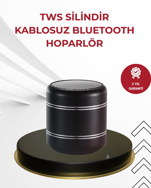 Kompakt Silindir Metal Bluetooth Hoparlör 400 mAh Uzun Pil TWS Destekli - MZUIRG9284-8014
