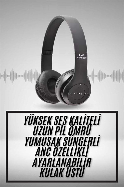 Kulak Üstü Bluetooth Kulaklık Yüksek Ses Kaliteli Ayarlanabilir - MZUIRG3587-6639