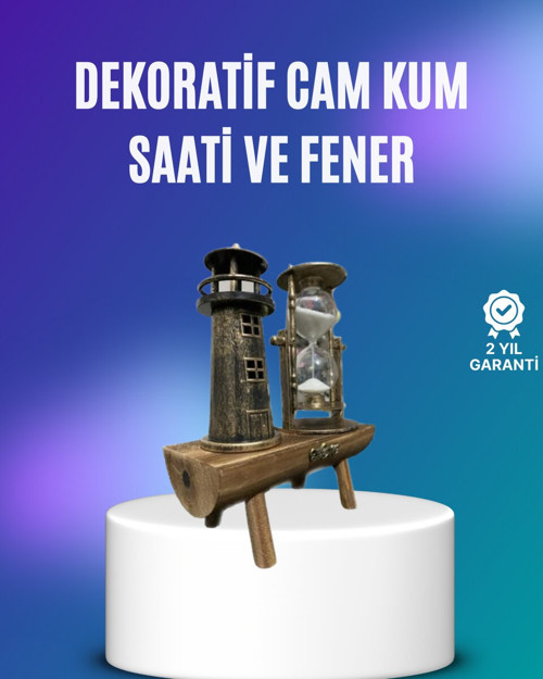 Deniz Feneri Şeklinde El Yapımı Kum Saati – Ev ve Ofis İçin Zarif Süs - MZUIRG8967-6316